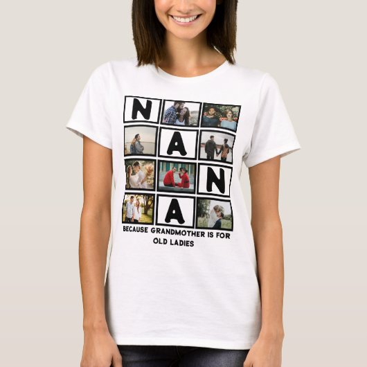 Modern Funny oma Cute Nana 8 Foto Collage T-shirt