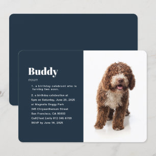 Modern Funny Pet Photo Birthday Invitation Kaart