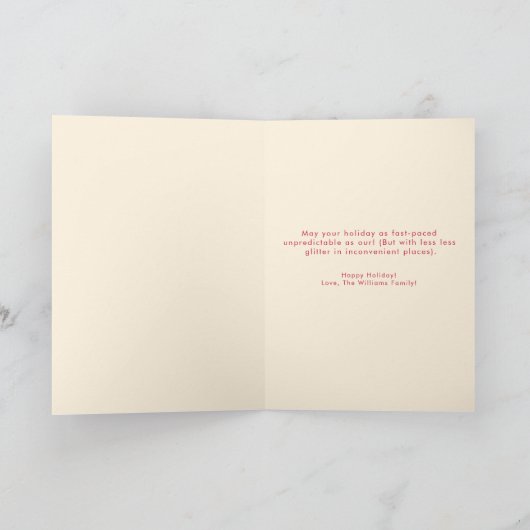 Modern Funny Pet Photo Christmas Holiday Folded Kaart (Binnen)