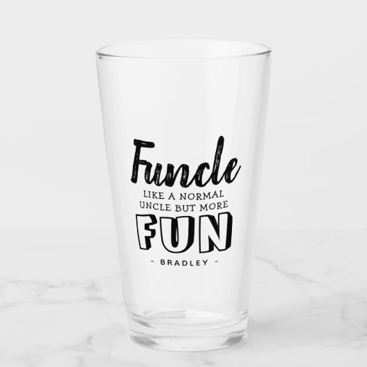 Modern Funny Quote 'Funcle' | Gepersonaliseerde oo Glas (Voorkant)