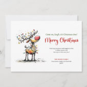 Modern Funny Reindeer Christmas Greeting Card Feestdagenkaart (Voorkant)