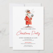Modern Funny Santa Holiday Dinner Party Invite Kaart (Voorkant)