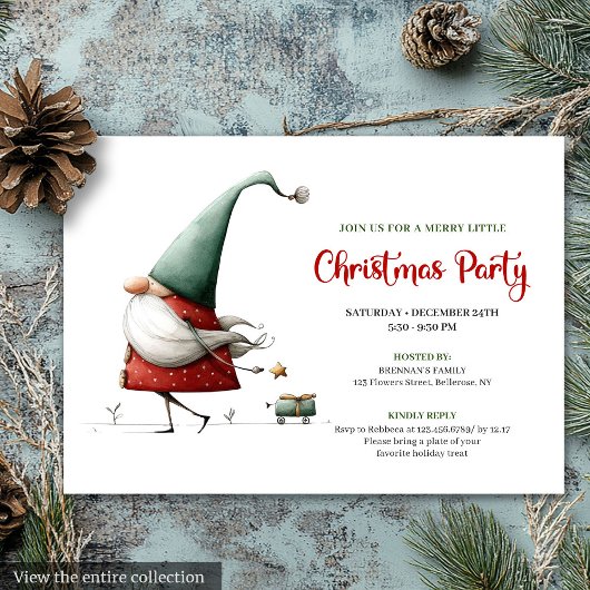 Modern Funny Santa Minimalist Christmas Invitation Kaart