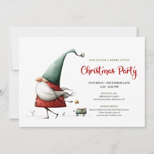 Modern Funny Santa Minimalist Christmas Invitation Kaart (Voorkant)