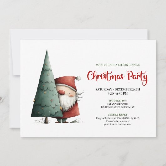 Modern Funny Santa Red Green Christmas Invitation Kaart (Voorkant)