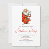 Modern Funny Santa Red Green Holiday Invitation Kaart (Voorkant)