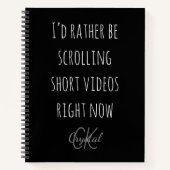 Modern Funny Scrolling Short Videos Quote Monogram Notitieboek (Voorkant)