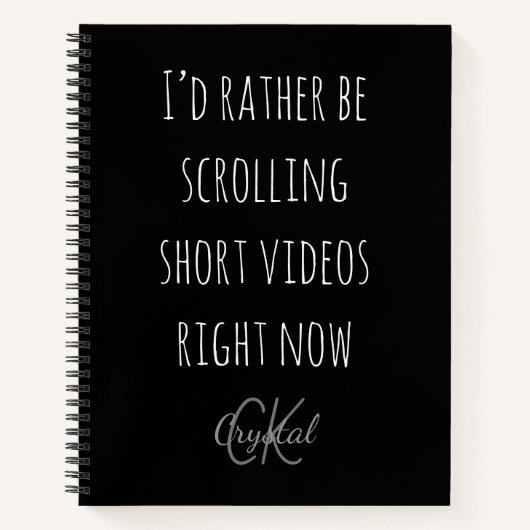 Modern Funny Scrolling Short Videos Quote Monogram Notitieboek (Voorkant)