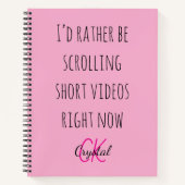 Modern Funny Scrolling Short Videos Quote Monogram Notitieboek (Voorkant)