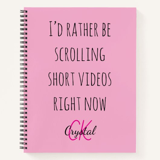 Modern Funny Scrolling Short Videos Quote Monogram Notitieboek (Voorkant)