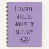 Modern Funny Scrolling Short Videos Quote Monogram Notitieboek (Voorkant)