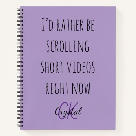Modern Funny Scrolling Short Videos Quote Monogram Notitieboek (Voorkant)