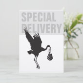 Modern Funny Stork Neutral Baby shower Invitation (Staand voorkant)