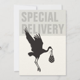 Modern Funny Stork Neutral Baby shower Invitation