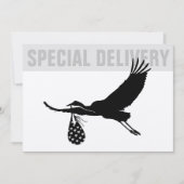 Modern Funny Stork Neutral Baby shower Invitation (Voorkant)