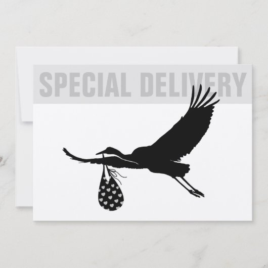 Modern Funny Stork Neutral Baby shower Invitation (Voorkant)