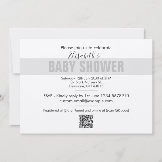 Modern Funny Stork Neutral Baby shower Invitation (Achterkant)