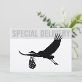 Modern Funny Stork Neutral Baby shower Invitation (Staand voorkant)