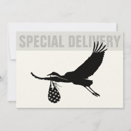 Modern Funny Stork Neutral Baby shower Invitation