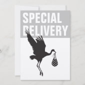 Modern Funny Stork Neutral Baby shower Invitation (Voorkant)