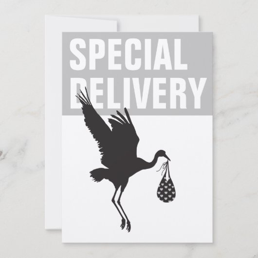 Modern Funny Stork Neutral Baby shower Invitation (Voorkant)