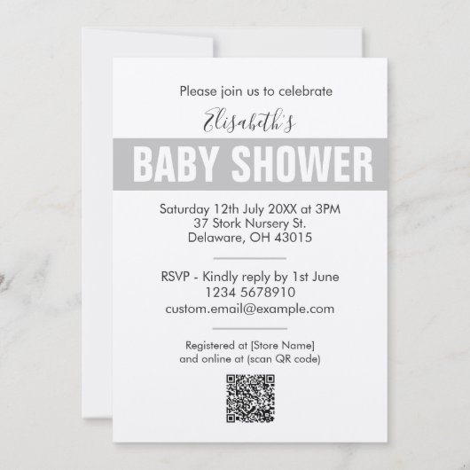 Modern Funny Stork Neutral Baby shower Invitation (Achterkant)
