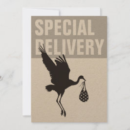 Modern Funny Stork Neutral Baby shower Invitation