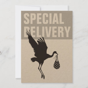 Modern Funny Stork Neutral Baby shower Invitation
