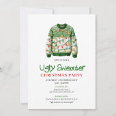 Modern Funny Ugly Sweater Holiday Invitation Kaart (Voorkant)