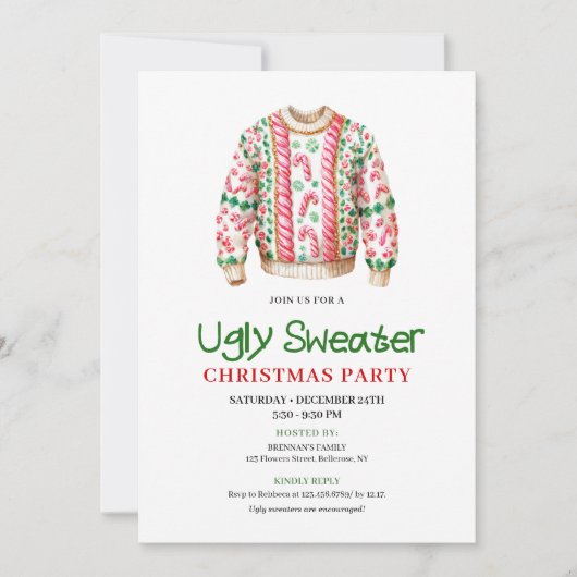 Modern funny ugly sweater party invitation kaart (Voorkant)