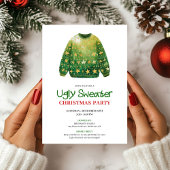Modern Funny Ugly Sweater Xmas Party Card Kaart