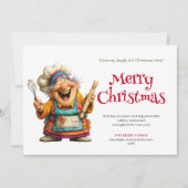 Modern Funny Woman Crazy Christmas Comic Style   Feestdagenkaart (Voorkant)