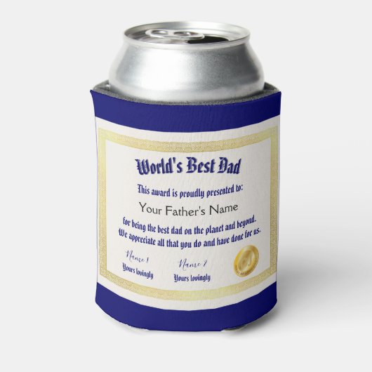 Modern Funny World's Best Pap Certificate Blikjeskoeler (Blikje Achterkant)