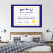 Modern Funny World's Best Pap Certificate Canvas Afdruk (Insitu (Slaapkamer))