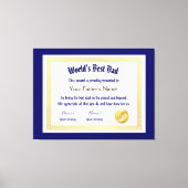 Modern Funny World's Best Pap Certificate Canvas Afdruk (Voorkant)