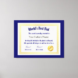 Modern Funny World's Best Pap Certificate Canvas Afdruk