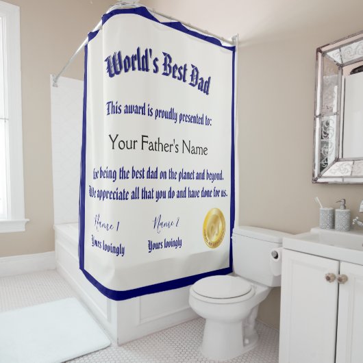 Modern Funny World's Best Pap Certificate Douchegordijn (In situ)