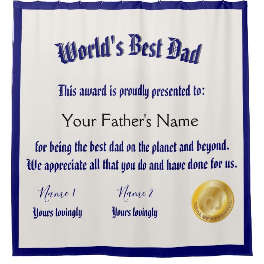 Modern Funny World's Best Pap Certificate Douchegordijn (Voorkant)