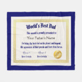 Modern Funny World's Best Pap Certificate Fleece Deken (Voorkant (Horizontaal))