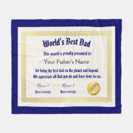 Modern Funny World's Best Pap Certificate Fleece Deken