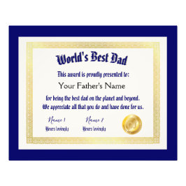 Modern Funny World's Best Pap Certificate Foto Afdruk