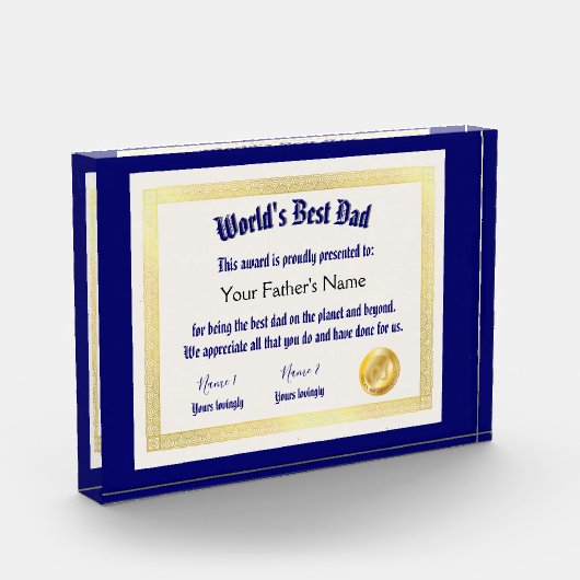 Modern Funny World's Best Pap Certificate Fotoblokken (Links)