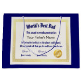 Modern Funny World's Best Pap Certificate Groot Cadeauzakje (Voorkant)