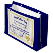 Modern Funny World's Best Pap Certificate Groot Cadeauzakje (Voorkant Gekanteld)