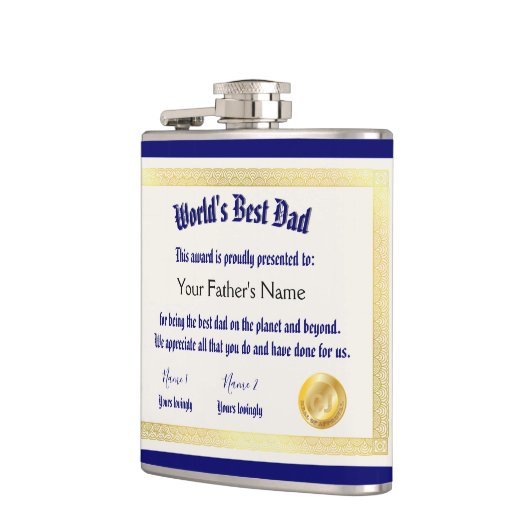 Modern Funny World's Best Pap Certificate Heupfles (Links)