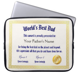 Modern Funny World's Best Pap Certificate Laptop Sleeve