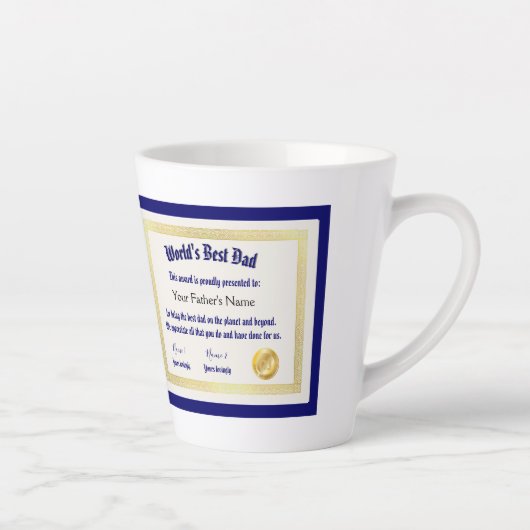 Modern Funny World's Best Pap Certificate Latte Mok (Rechts)