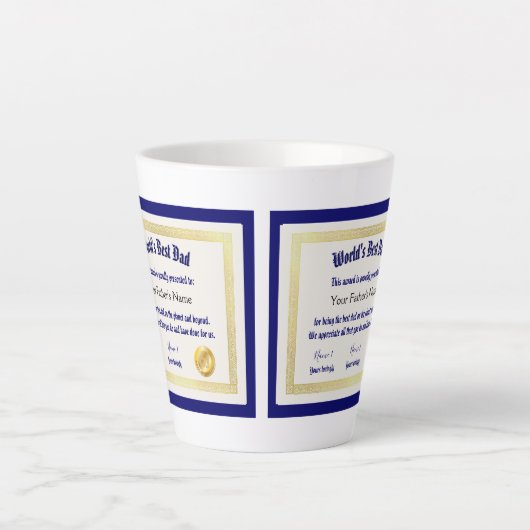 Modern Funny World's Best Pap Certificate Latte Mok (Voorkant)