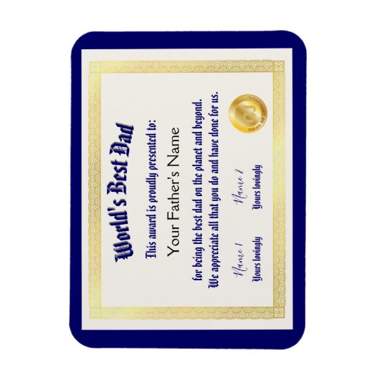 Modern Funny World's Best Pap Certificate Magneet (Verticaal)