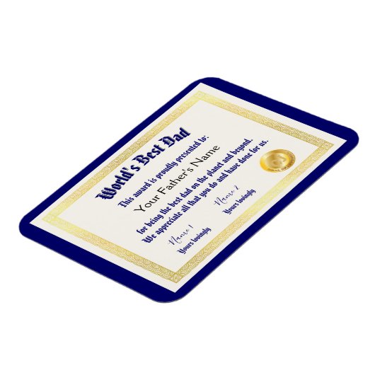 Modern Funny World's Best Pap Certificate Magneet (Linkerzijde)